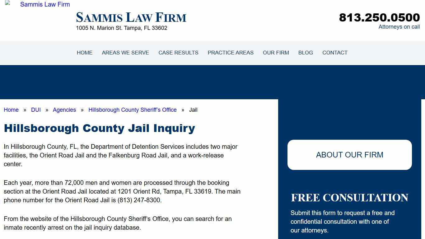 Jail Visits in Hillsborough County at Orient Road or Faulkenburg