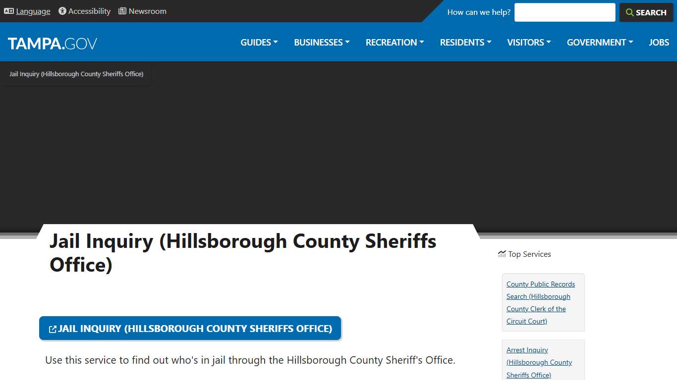 Jail Inquiry (Hillsborough County Sheriffs Office) City of Tampa