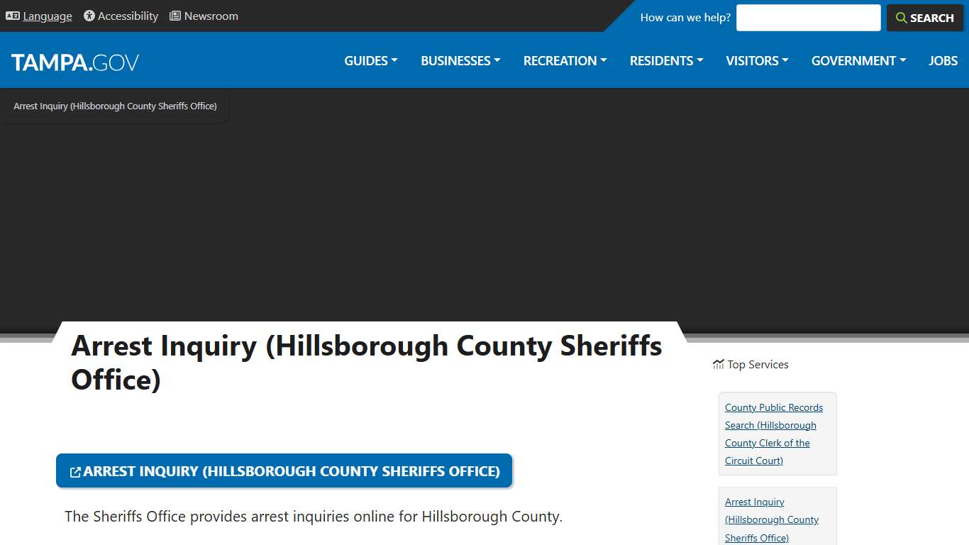 Arrest Inquiry (Hillsborough County Sheriffs Office) City of Tampa